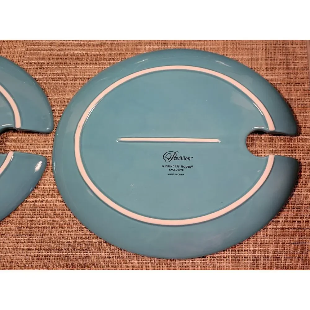 Pavillion Aqua Snack Plates Set Of 4, A Princess House Exclusive